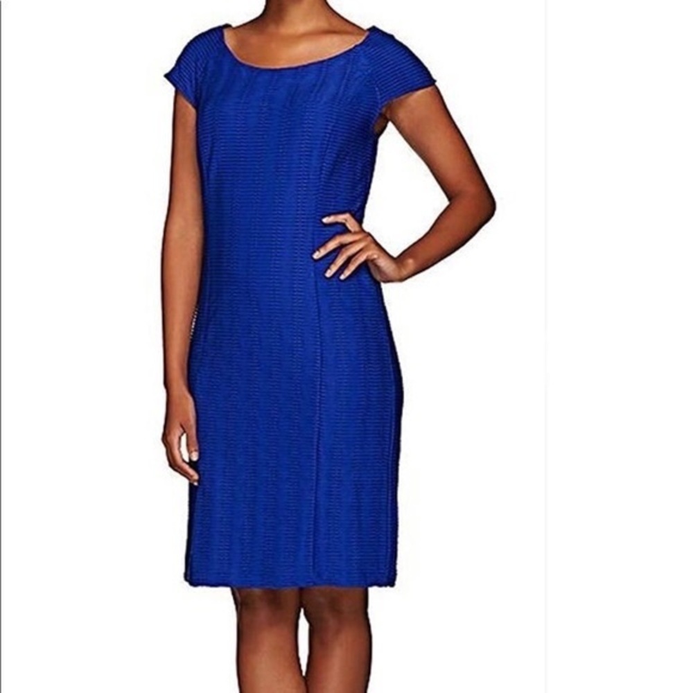 Linea by Louis Dell’Olio Royal Blue Textured Short Sleeve Dress